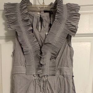 NEW pleated neckline, black/white striped dress by BCBGMaxAzria, Size:M, Retail: